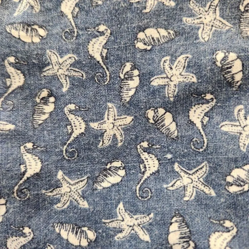 Bugle Boy boys size 7-8 year blue button-up nautical seashell seahorse casual dr
